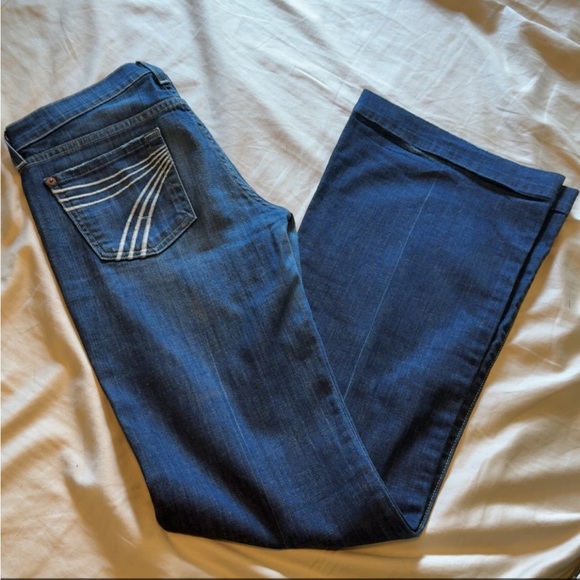 7 For All Mankind Denim - 7 For All Mankind Dark Blue Flare Jeans